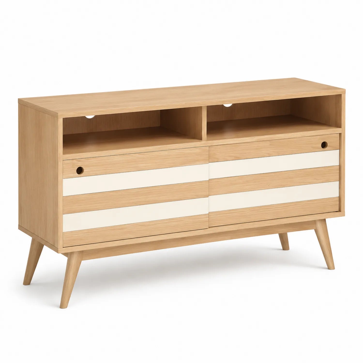 Buffet TV en bois de chêne avec portes coulissantes 120x45x80 cm