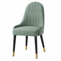 Chaise en tissu polyester vert avec pieds en métal noir