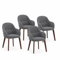 Ensemble de 4 chaises en tissu gris avec pieds en bois