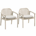 Lot de 2 chaises d'extérieur en bois avec coussins en polyester beige