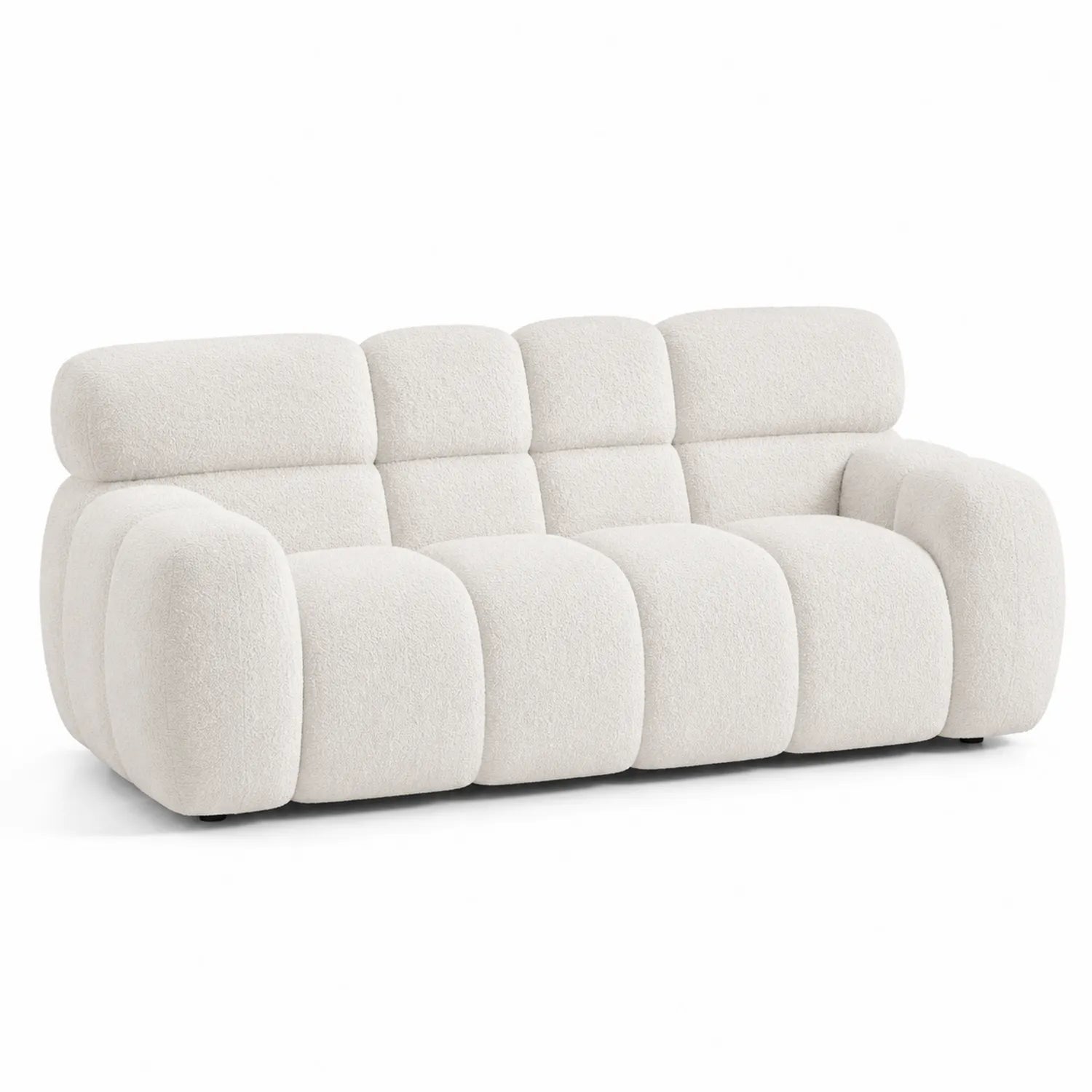 Canapé 3 places en tissu bouclé blanc
