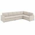Canapé d'angle modulable en tissu beige 5 places