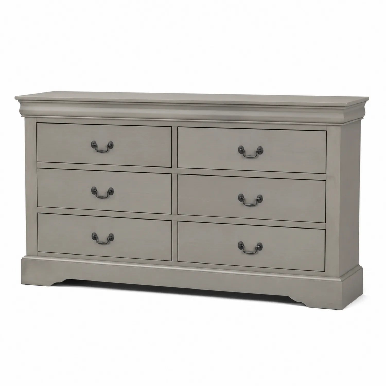 Commode en Bois avec 6 Tiroirs Gris 150x80x40cm