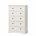 Commode à 5 tiroirs en bois massif Blanc