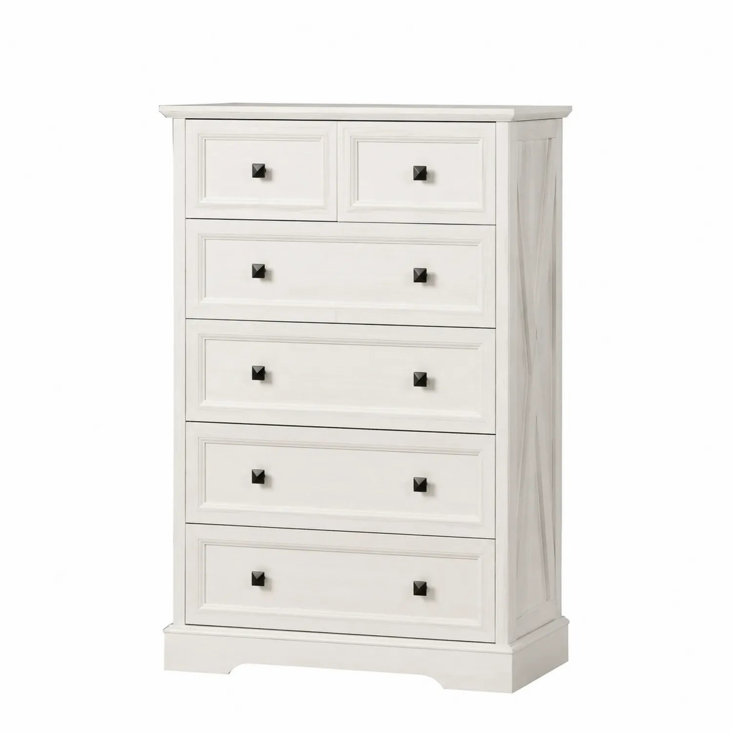 Commode à 5 tiroirs en bois massif Blanc