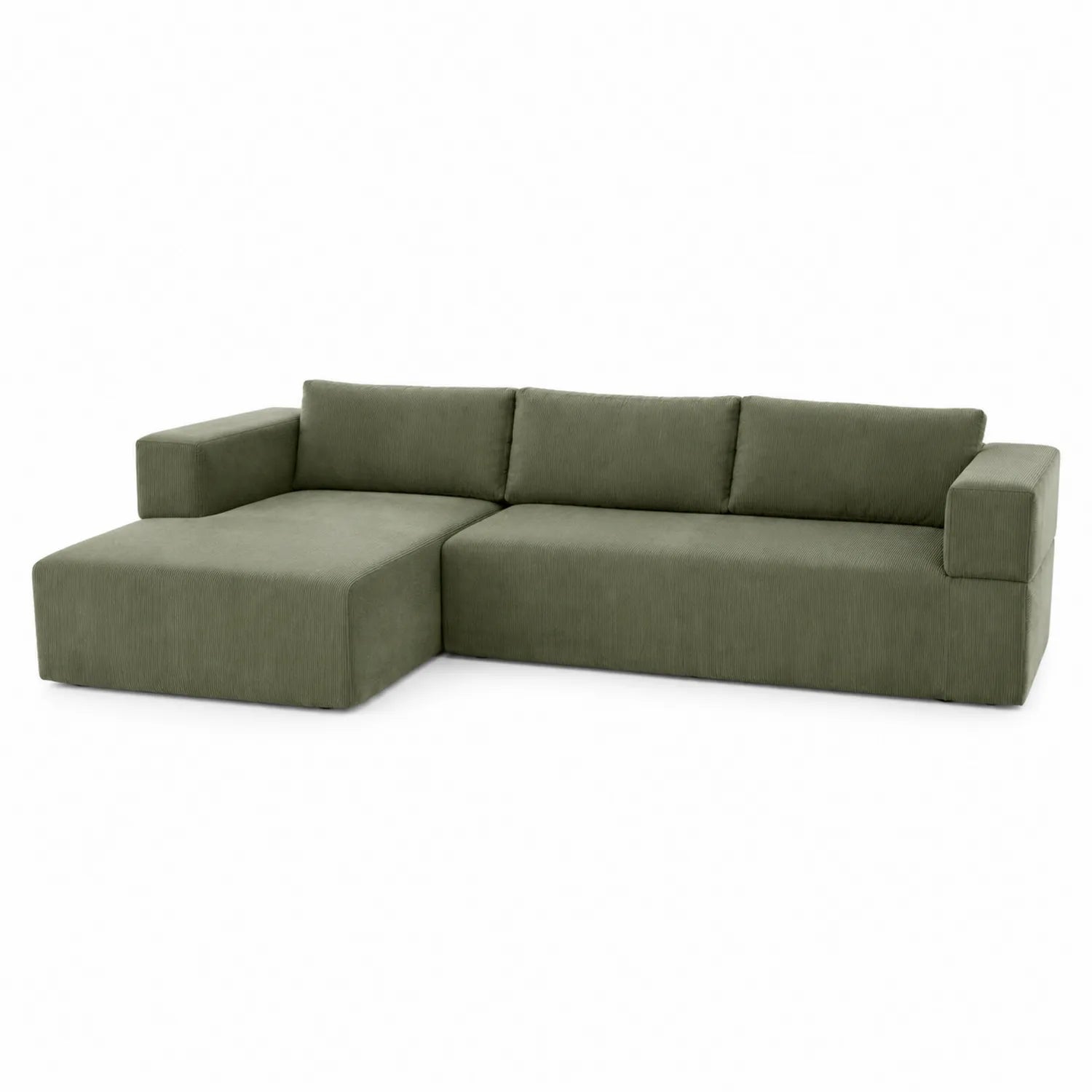 Canapé d'angle en tissu avec méridienne Vert 300x150 cm