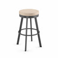 Tabouret de bar en métal avec assise en tissu beige diamètre 35 cm hauteur 75 cm