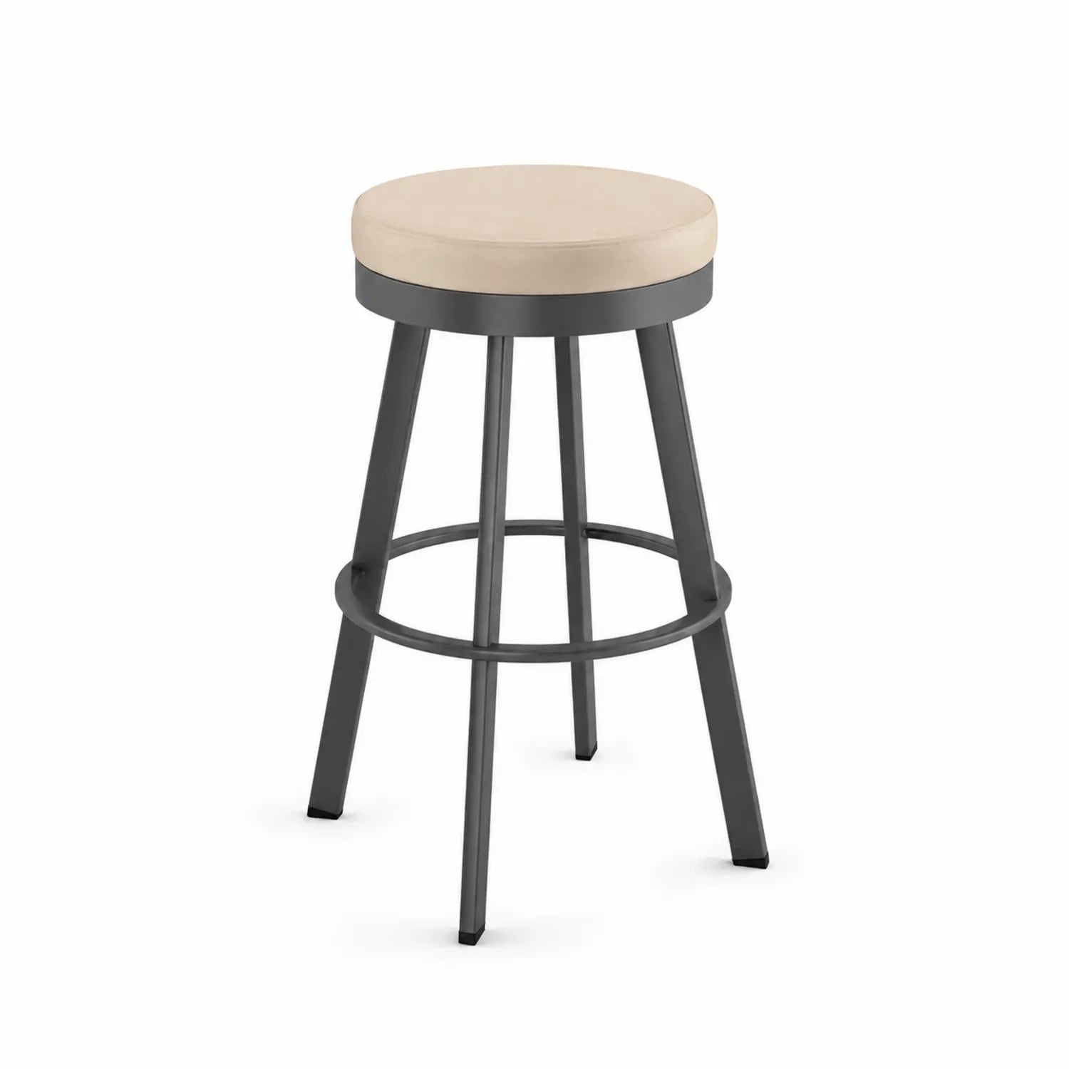 Tabouret de bar en métal avec assise en tissu beige diamètre 35 cm hauteur 75 cm