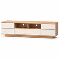 Meuble TV en MDF et Chêne Blanc 140 cm