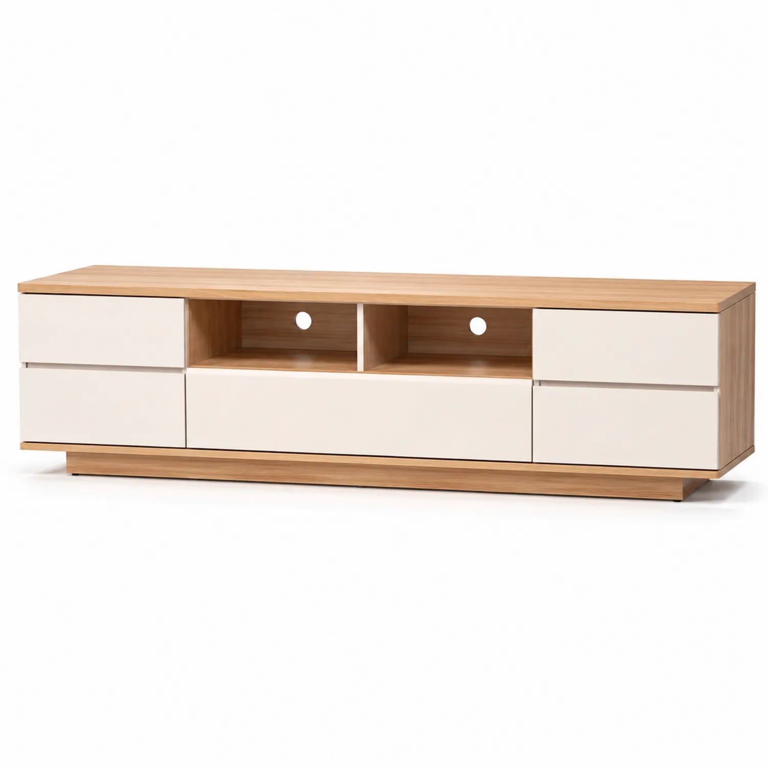 Meuble TV en MDF et Chêne Blanc 140 cm