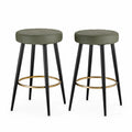 Paire de Tabourets de Bar en Similicuir Vert avec Pieds en Métal Noir et Repose-pieds Doré 75 cm